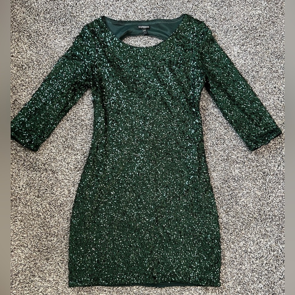 Express green sequin mini dress size 4